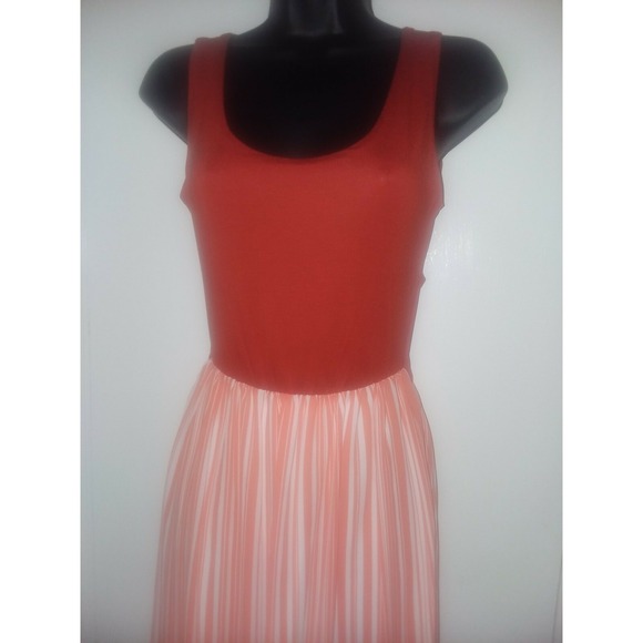 white birch Dresses & Skirts - Women's Orange & White Striped Long Maxi Dress with criss-cross back Sizes S-M-L